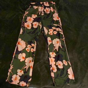 Green and pink pattern pull on pants. Size XS